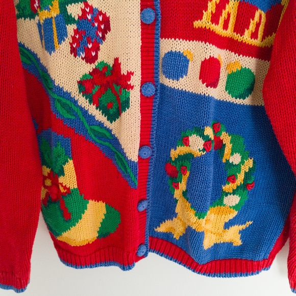 Vintage Alexandra Bartlett Christmas Cardigan Size Large - Picture 3 of 9